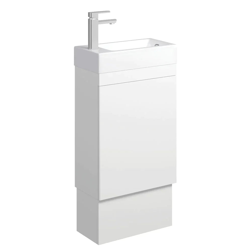 Fienza Edge 45RWK-OF Satin White 450mm Vanity with Kickboard, With Overflow