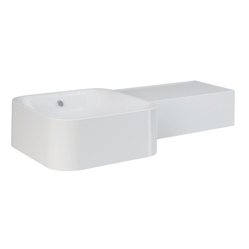Fienza 47700AWHA RAK Petit Square Wall Basin, Right Edge, No Tap Hole, Alpine White