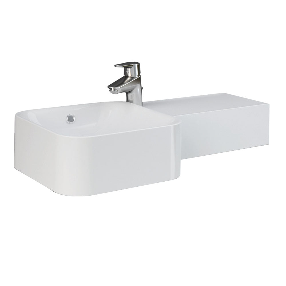 Fienza 47701AWHA RAK Petit Square Wall Basin, Right Edge, One Tap Hole, Alpine White