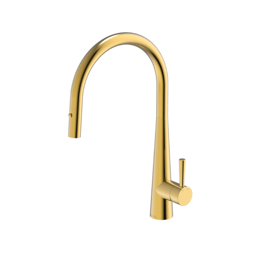 Abey Gareth Ashton Gooseneck Pull Out Mixer, Eureka Gold, KTA014-G