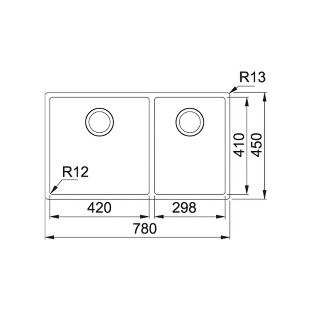 Franke Bolero 1 & 3/4 Bowl Sink, Stainless Steel BOX 220-42-29 SBR