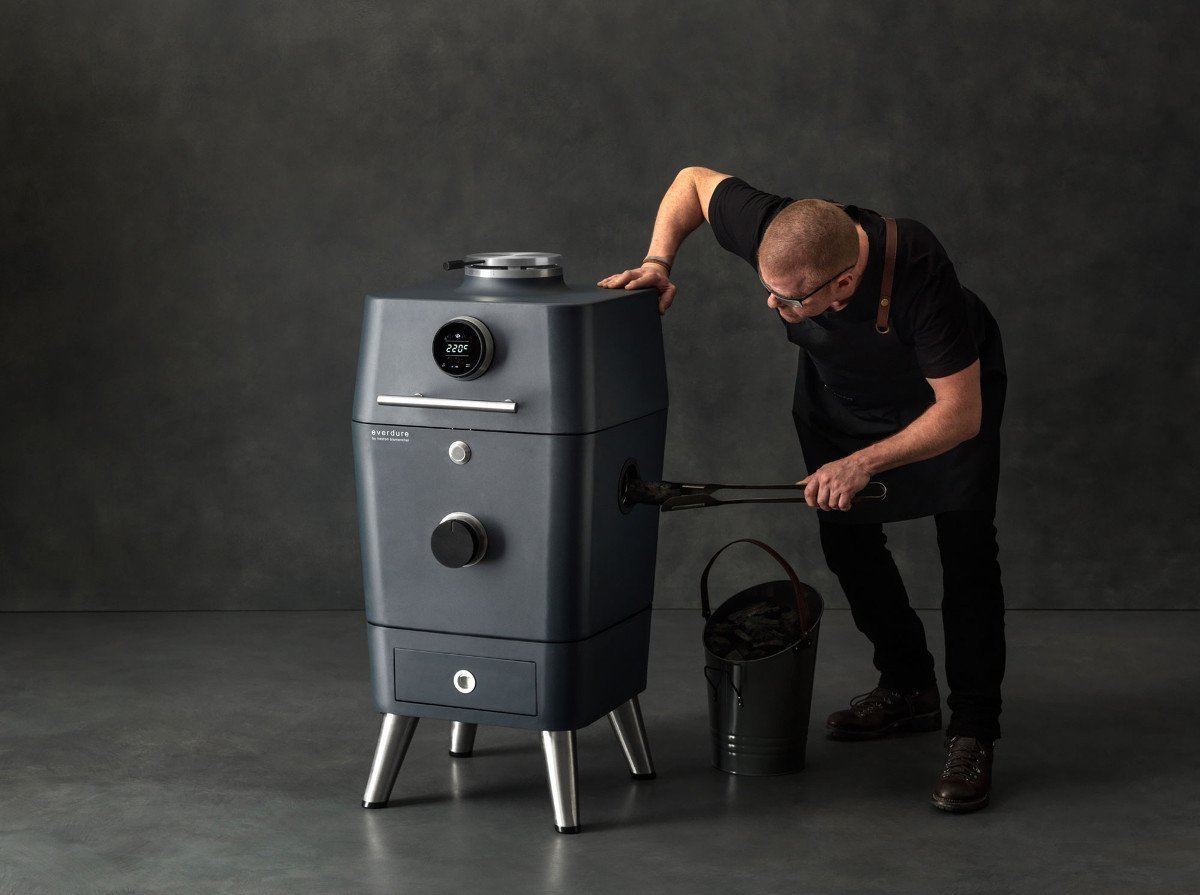 Everdure by Heston HBCE4KS Blumenthal 4K Electric Ignition Charcoal BBQ Oven (Stone)