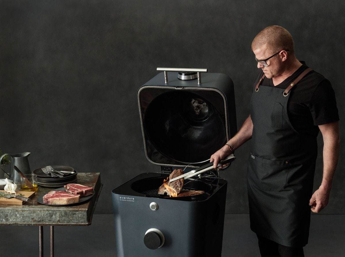 Everdure by Heston HBCE4KS Blumenthal 4K Electric Ignition Charcoal BBQ Oven (Stone)