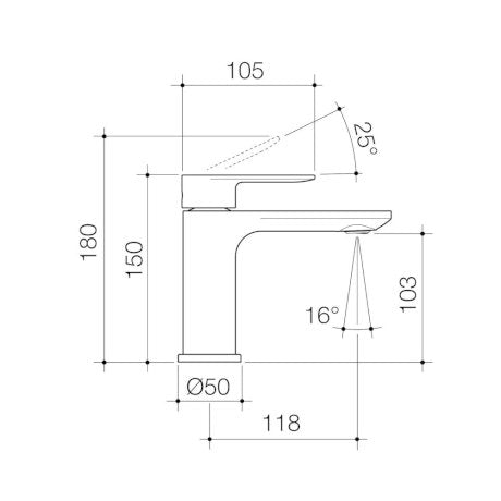 Caroma Urbane II Lead Free Basin Mixer, Gunmetal 98608GM6AF