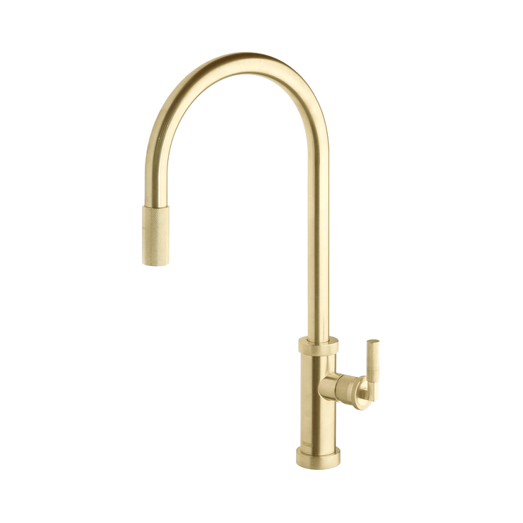 Abey Armando Vicario Urban D Pull Out Sink Mixer, Natural Brass, 400728NBR