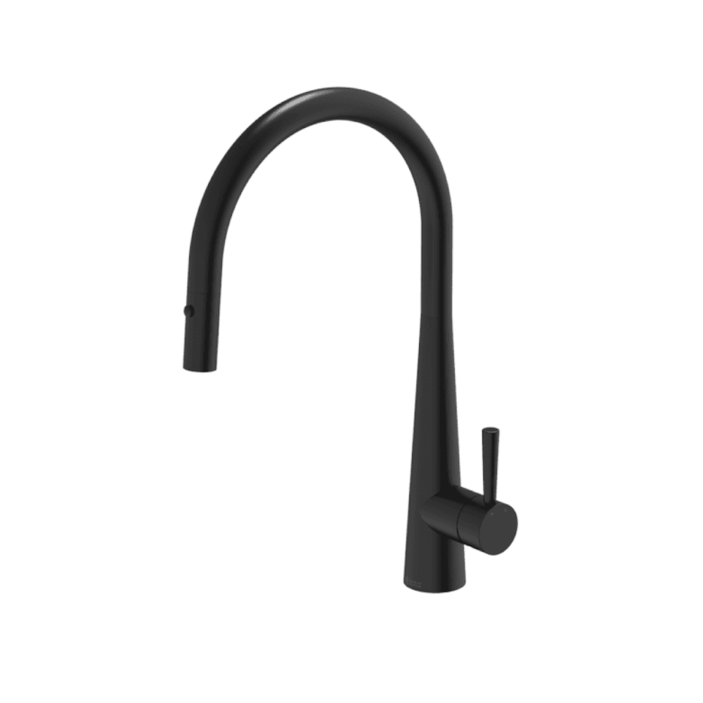 Abey Gareth Ashton Gooseneck Pull Out Mixer, Matte Black, KTA014-B