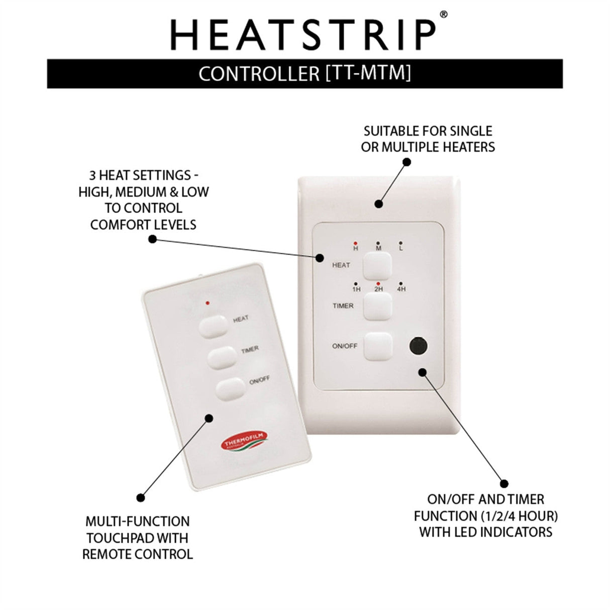 Heatstrip TT-MTM Electric Heater Controller, Compatible with Heatstrip Electric Heaters