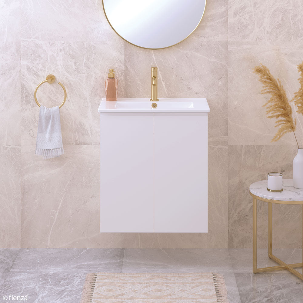 Fienza Siska 60Df Slim 600Mm White Wall Hung Vanity Unit Satin- Special Order Units