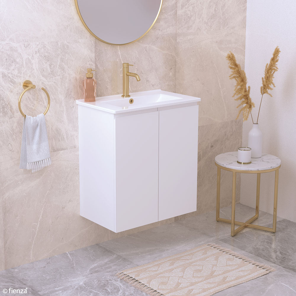 Fienza Siska 60Df Slim 600Mm White Wall Hung Vanity Unit Satin- Special Order Units