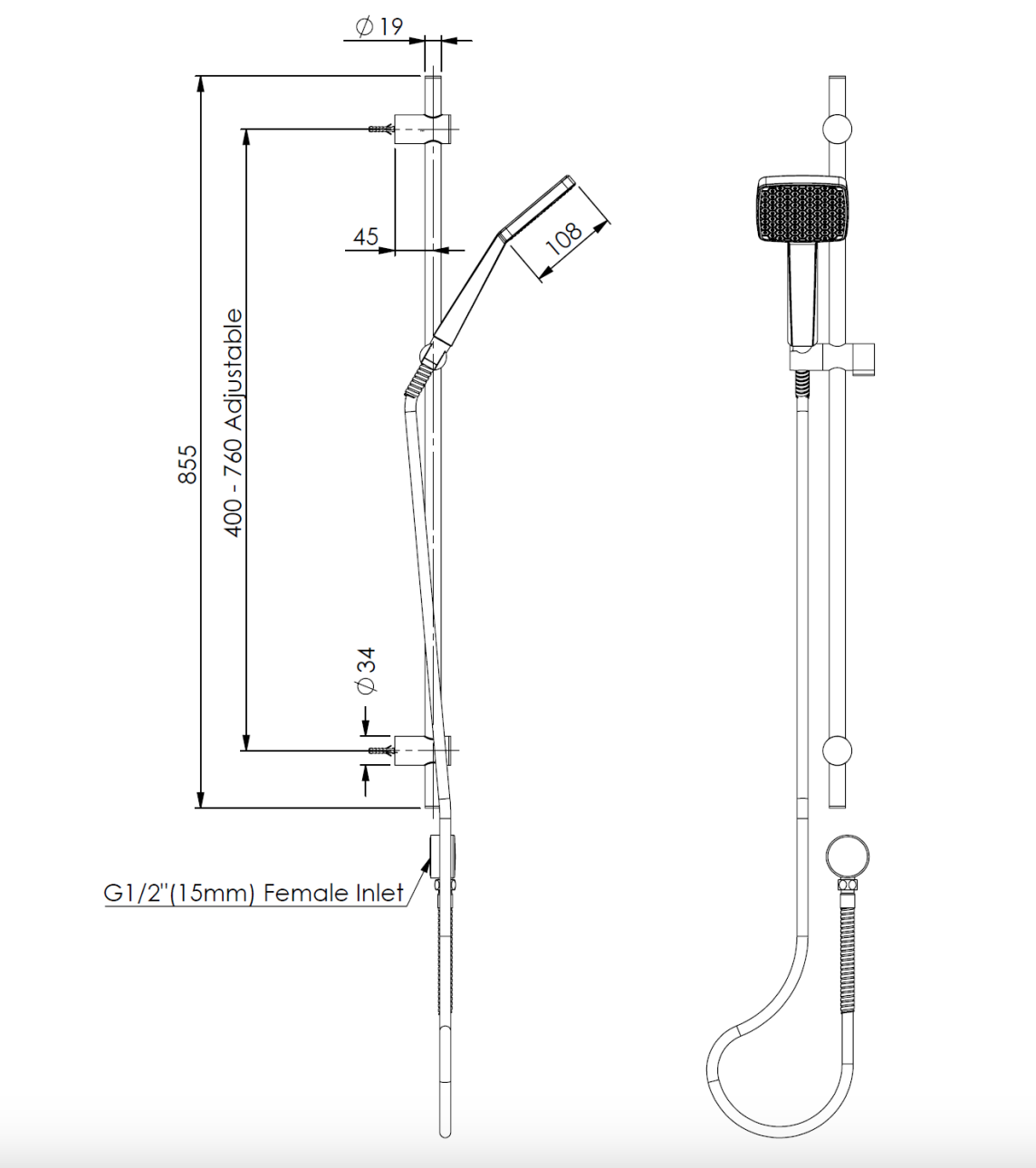 Greens Glide Syntra Rainboost Rail Shower, PVD Brushed Brass, 64400BB
