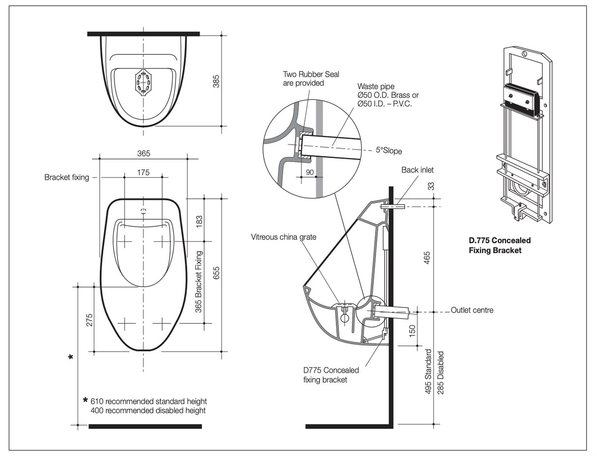Caroma 665102W Integra Wall Hung Urinal