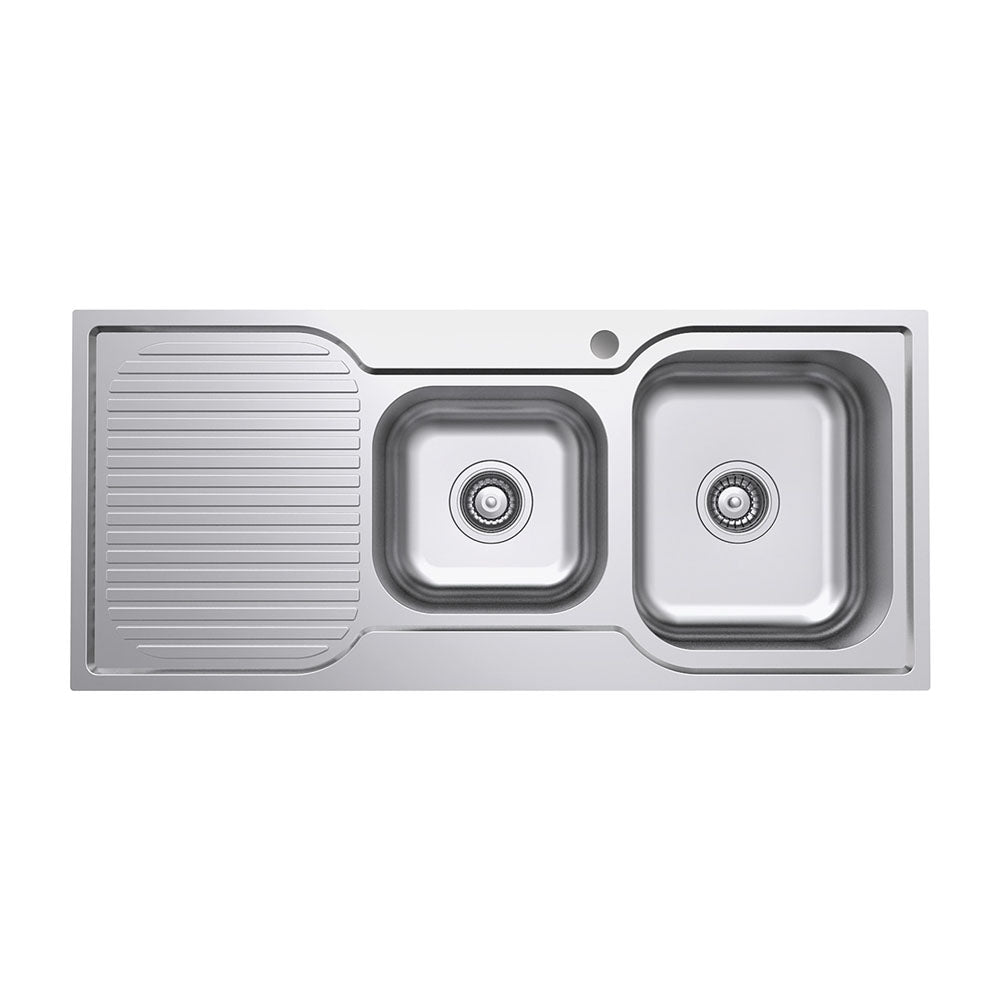 Fienza Tiva 1080 1.75 Kitchen Sink With Drainer Right Bowl 68106R - Special Order Top Mounted Sinks