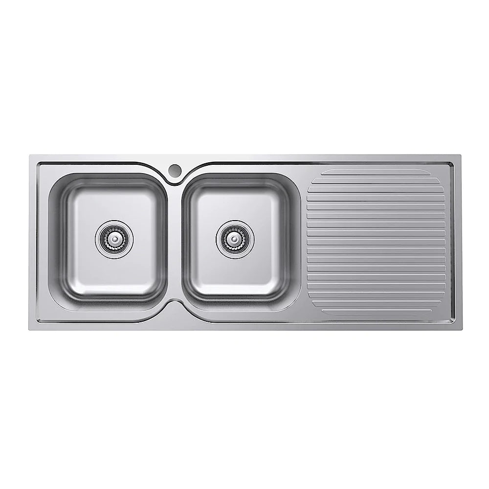 Fienza Tiva 68107L 1180 Double Kitchen Sink With Drainer Left Bowl - Special Order Top Mounted Sinks