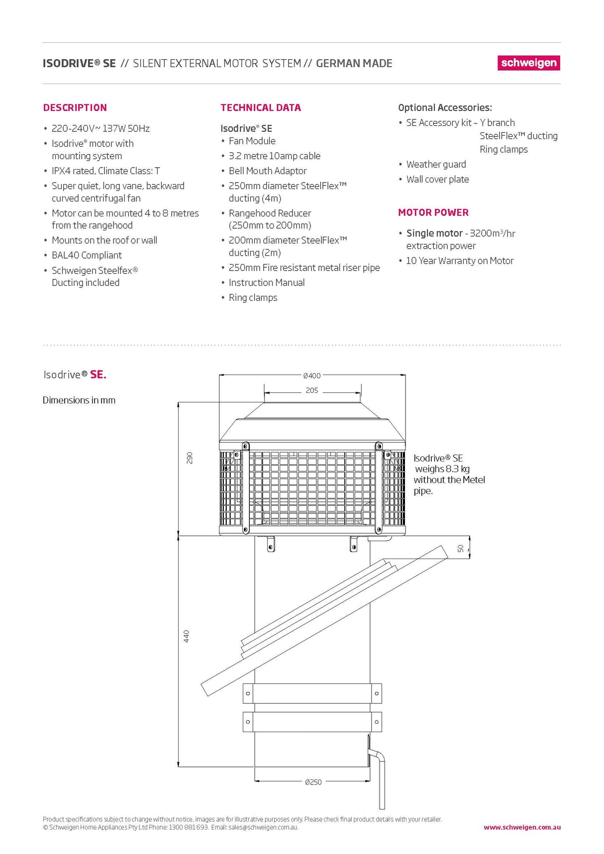 Schweigen CLUM215SE2 150cm Silent BBQ Undermount Twin Motor Rangehood, 5000m3/hr, Stainless Steel
