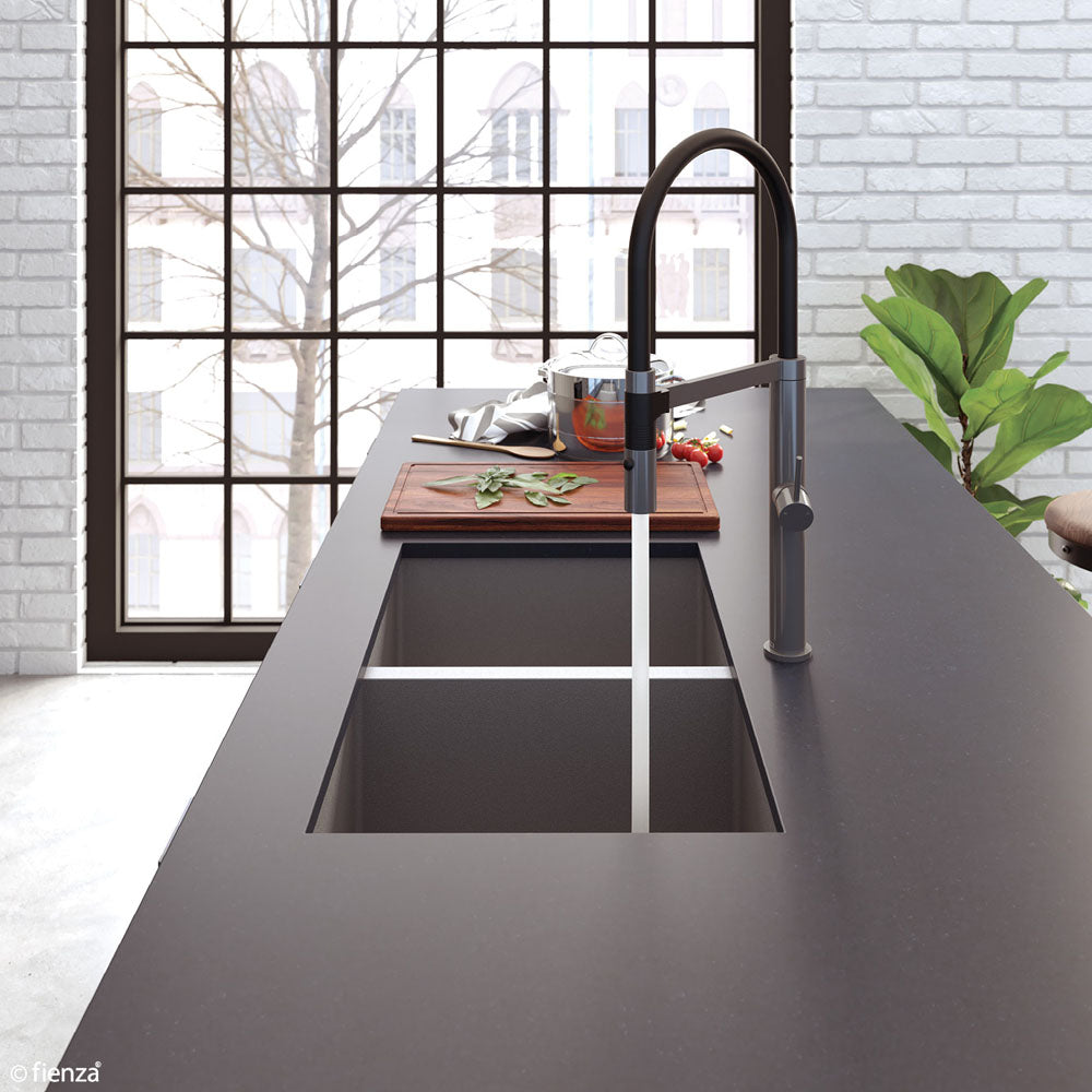 Fienza Double Bowl Kitchen Sink Carbon Metal 68403Cm - Special Order Top Mounted Sinks