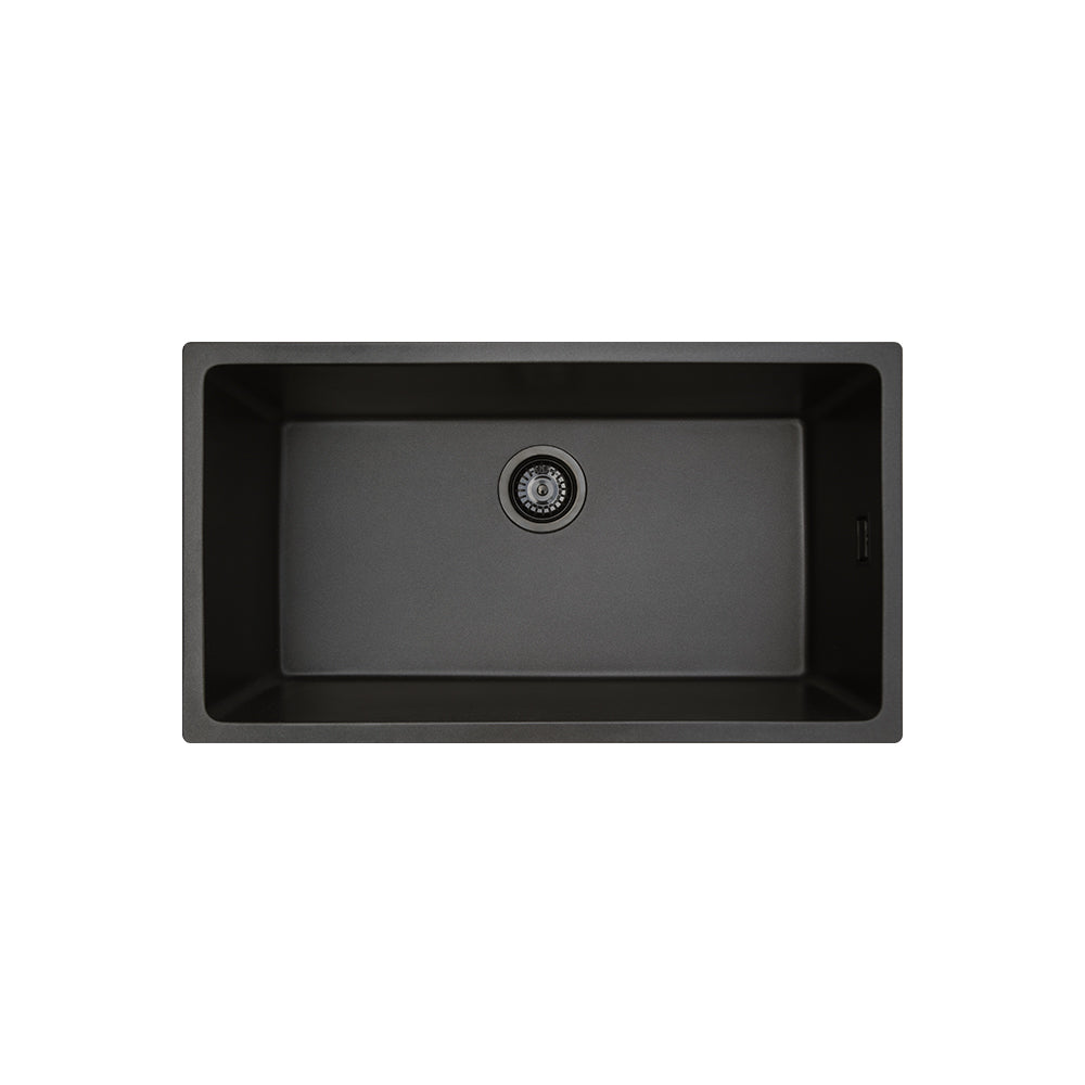 Fienza 68615 Kuro Granite 59L Single Bowl Kitchen Sink, Matte Black
