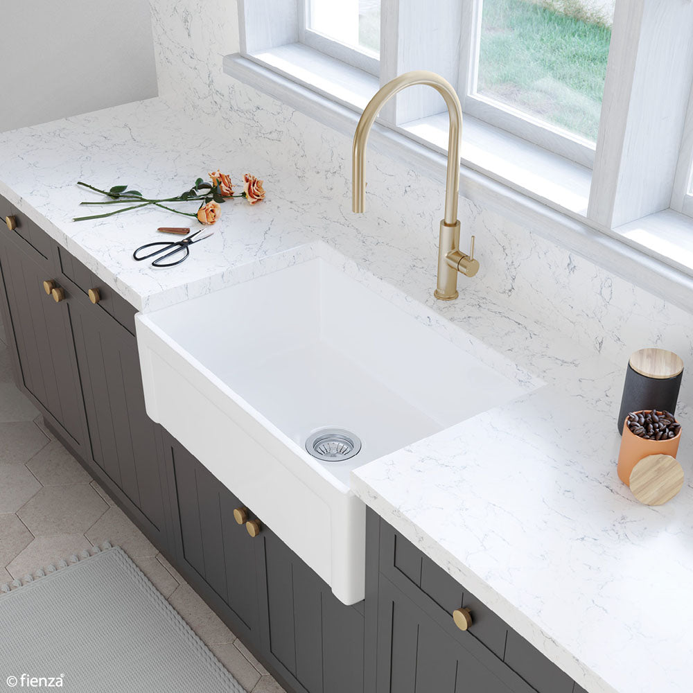 Fienza Winston 68703 Single Butler Sink Medium White 750X470X250Mm - Special Order Kitchen Sinks