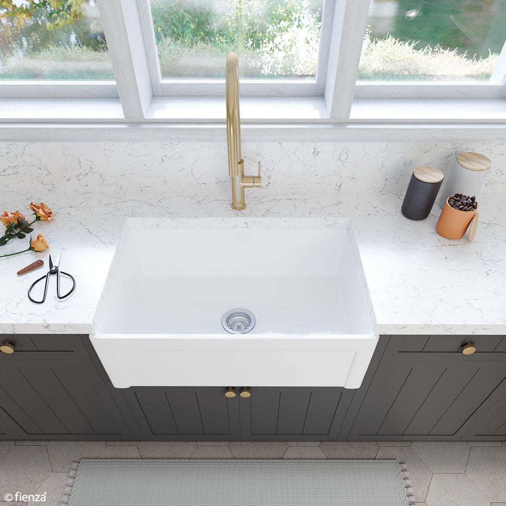 Fienza Winston 68703 Single Butler Sink Medium White 750X470X250Mm - Special Order Kitchen Sinks