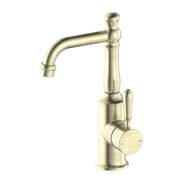 Nero York Basin Mixer Spout - Aged Brass