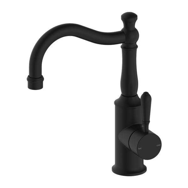 Nero York Basin Mixer Hook Spout - Matte Black