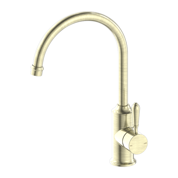 Nero York Kitchen Mixer Gooseneck Spout - Aged Brass