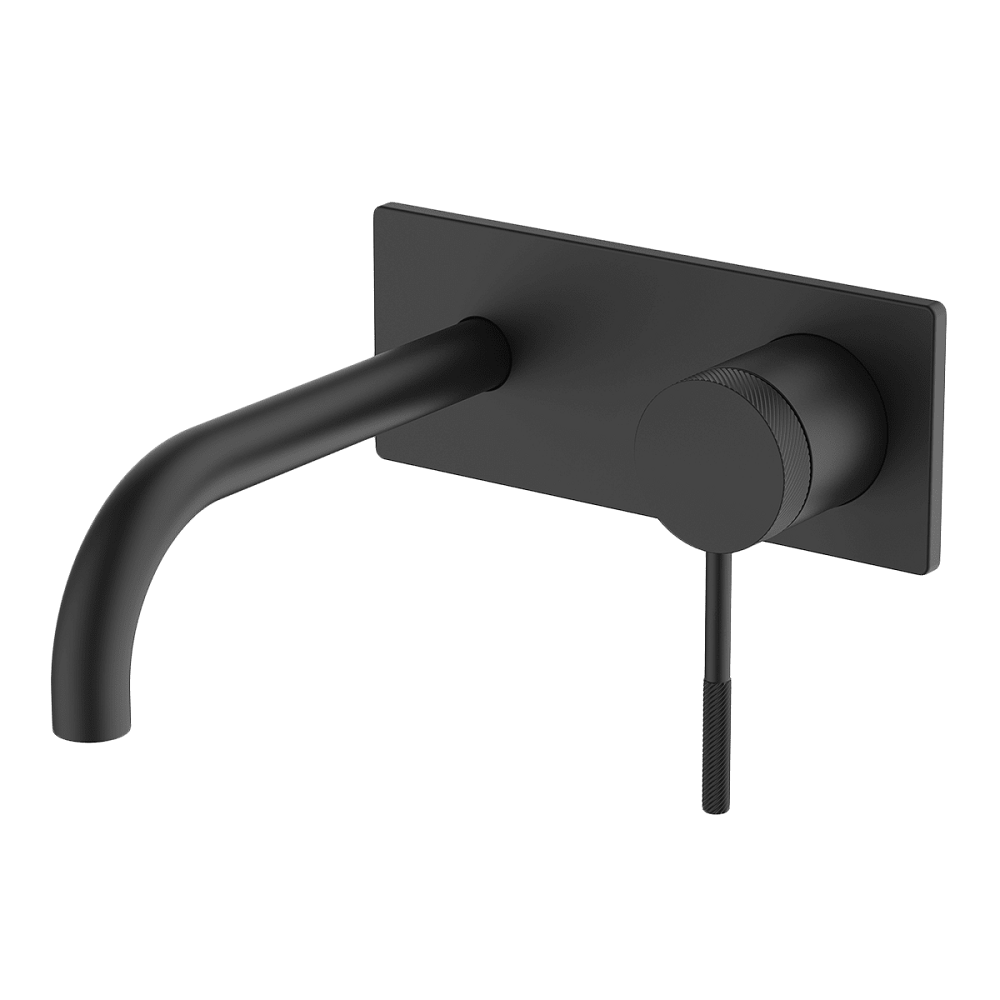 Abey Poco Knurled Wall Bath/Basin Set, 165mm, Black, 6B-WS165-KB