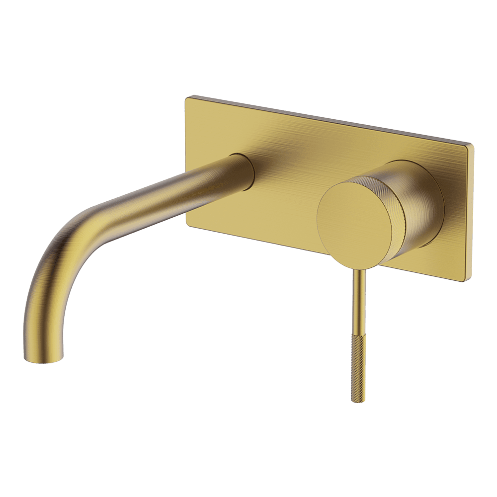 Abey Poco Knurled Wall Bath/Basin Set, 165mm, Brushed Brass, 6B-WS165-KBB