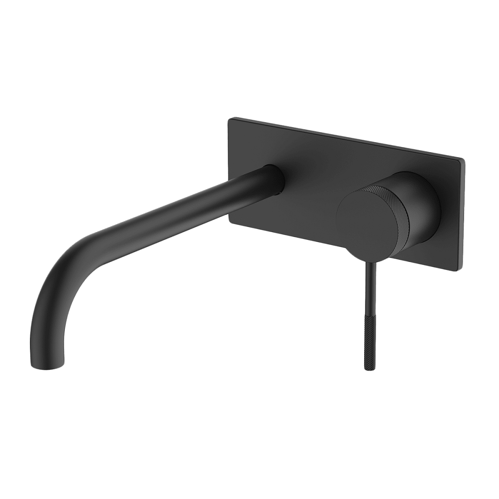 Abey Poco Knurled Wall Bath/Basin Set, 220mm, Black 6B-WS220-KB