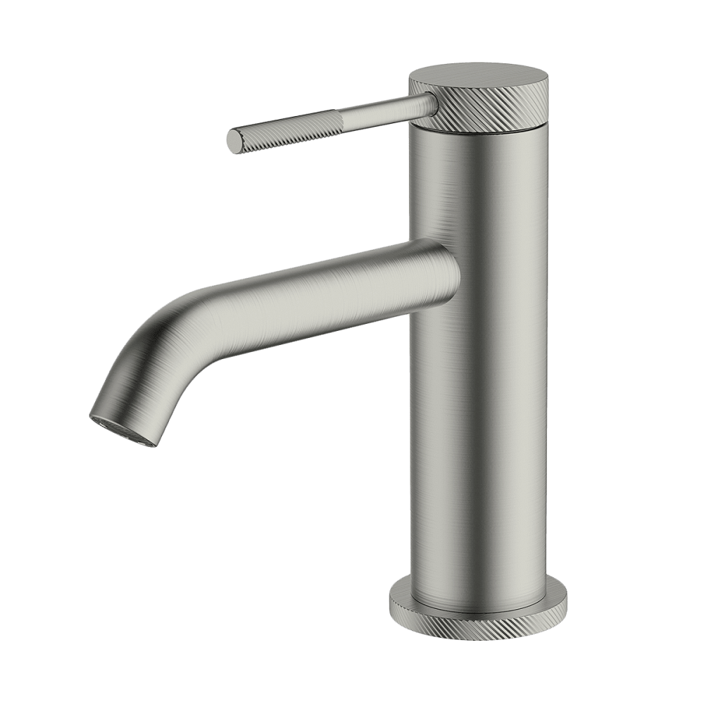 Abey Poco Knurled Basin Mixer, Brushed Nickel, 6B1-KBN