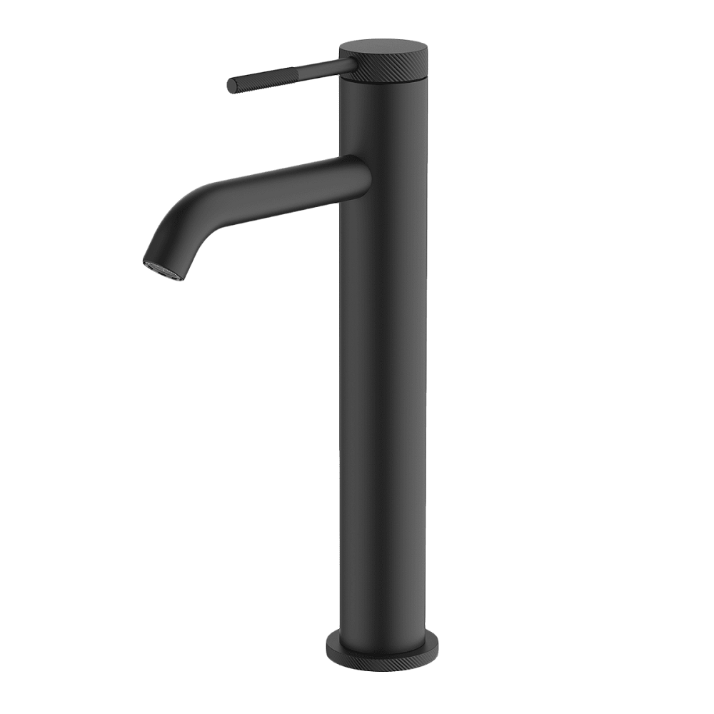 Abey Poco Knurled High Basin Mixer, Black, 6B3-KB