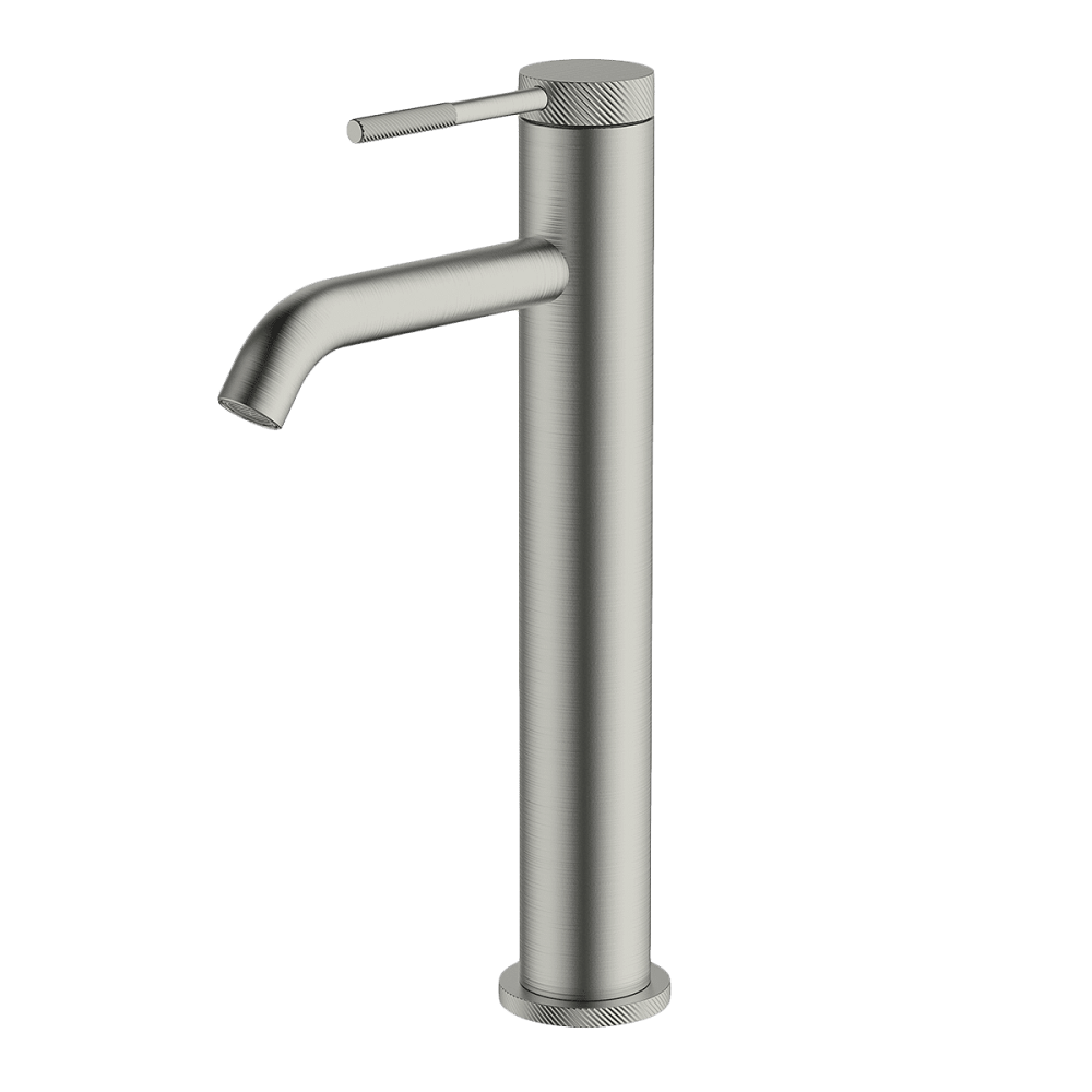 Abey Poco Knurled High Basin Mixer, Brushed Nickel, 6B3-KBN
