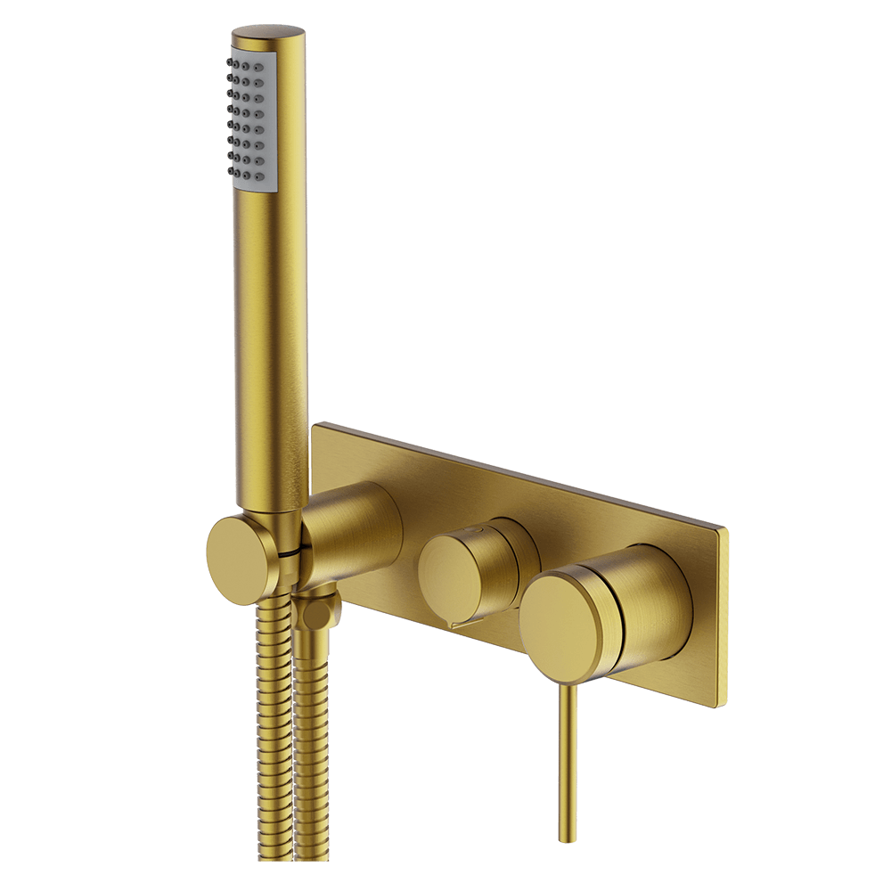 Abey Poco Bath/Shower Mixer Set, 3 Holes, Brushed Brass, 6BS-WS-BB