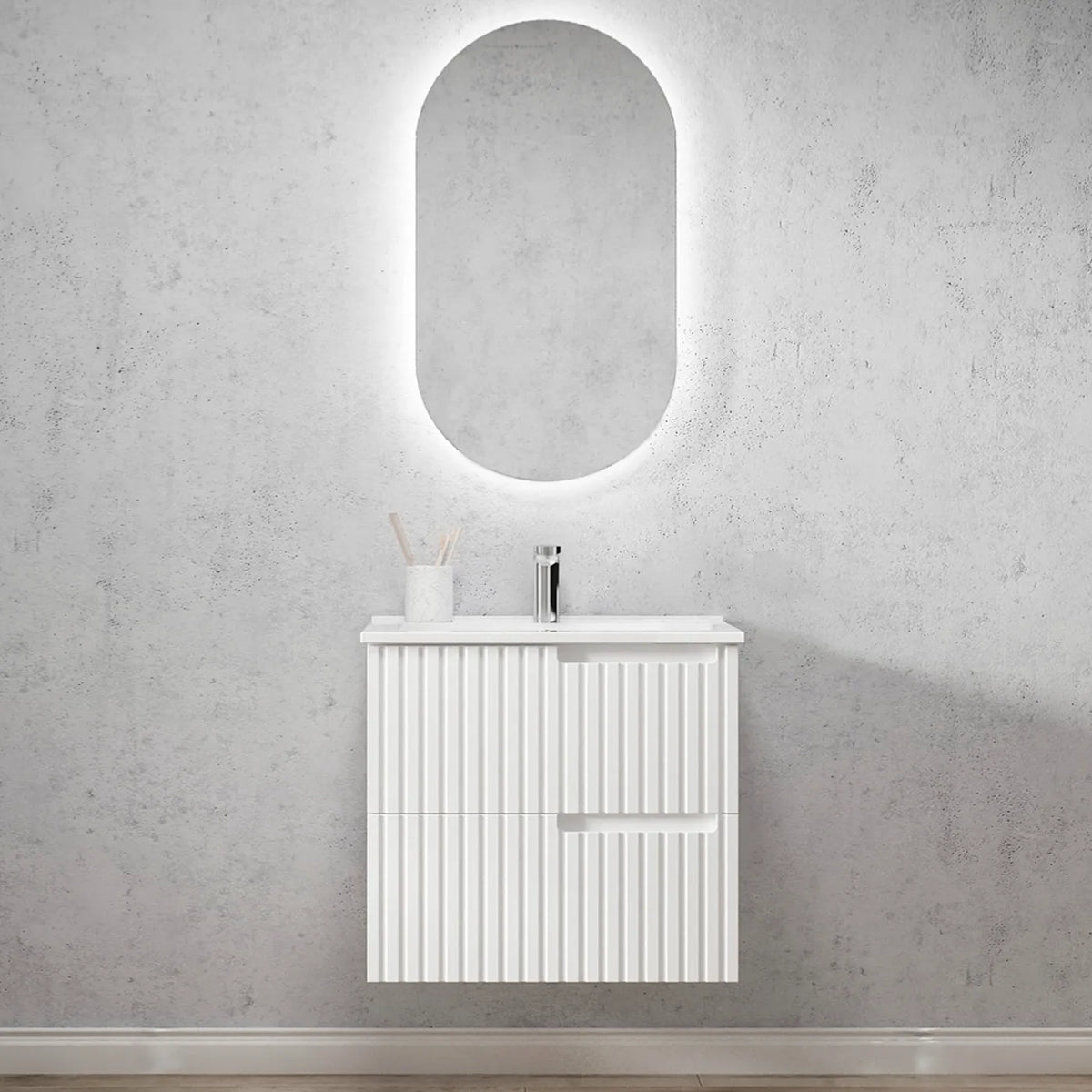 Otti Noosa Wall Hung Vanity, Satin White