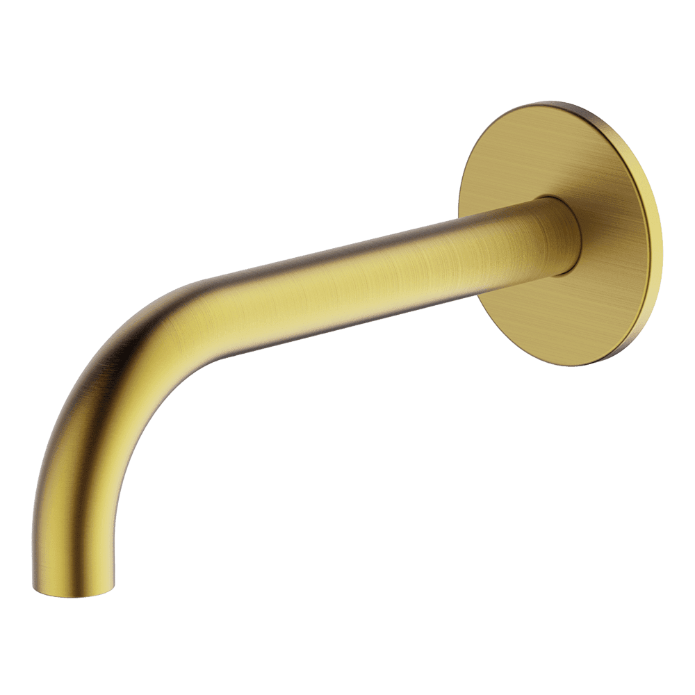 Abey Poco Curved Bath/Basin Spout, 165mm, Brushed Brass, 6S-C165-BB