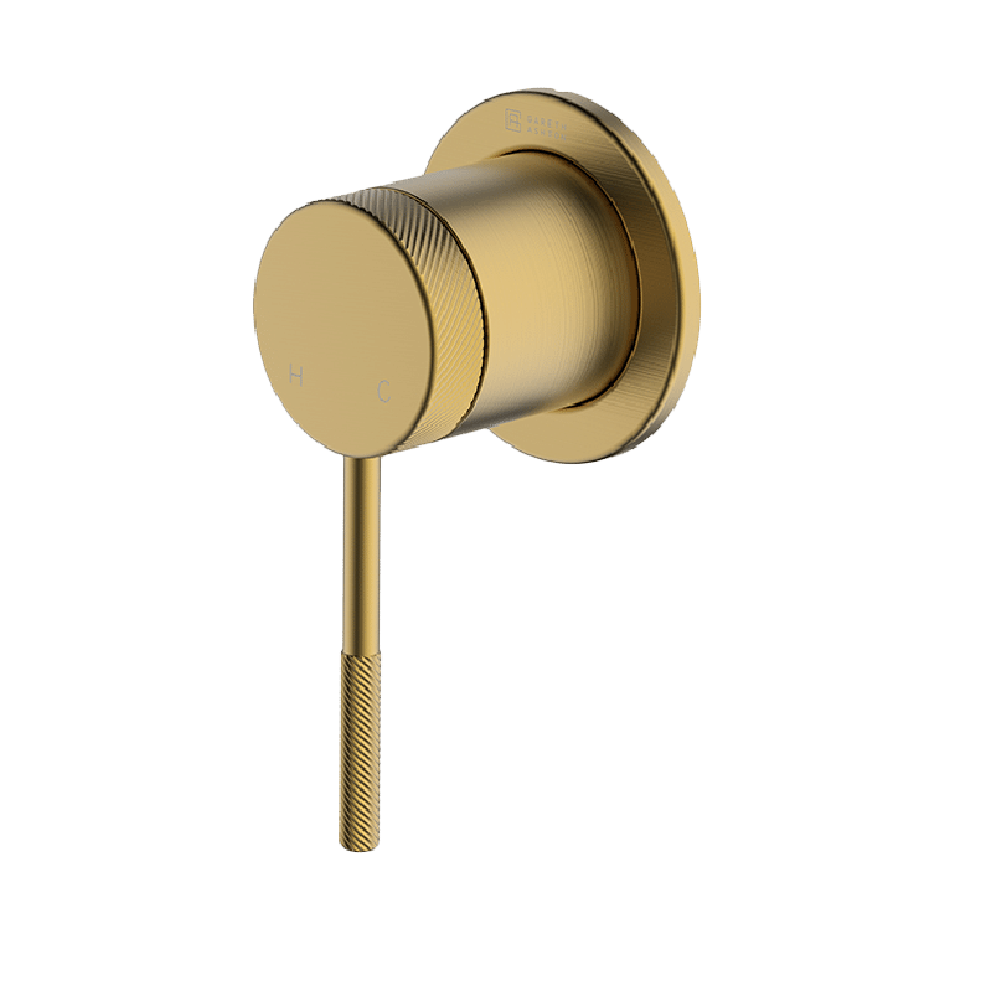 Abey Poco Knurled Shower Mixer, (Trim Only), Brushed Brass, 6SH-EXT-KBB