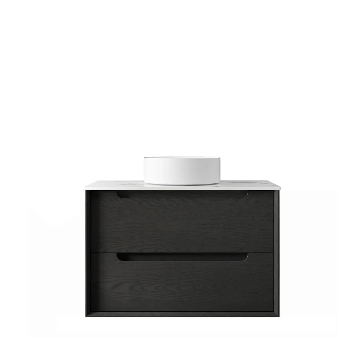 Otti Byron Wall Hung Vanity, Black Oak