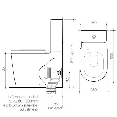 Caroma 766450SB Liano Cleanflush® Easy Height Wall Faced Suite with Liano Double Flap Seat - Sorrento Blue - Special Order