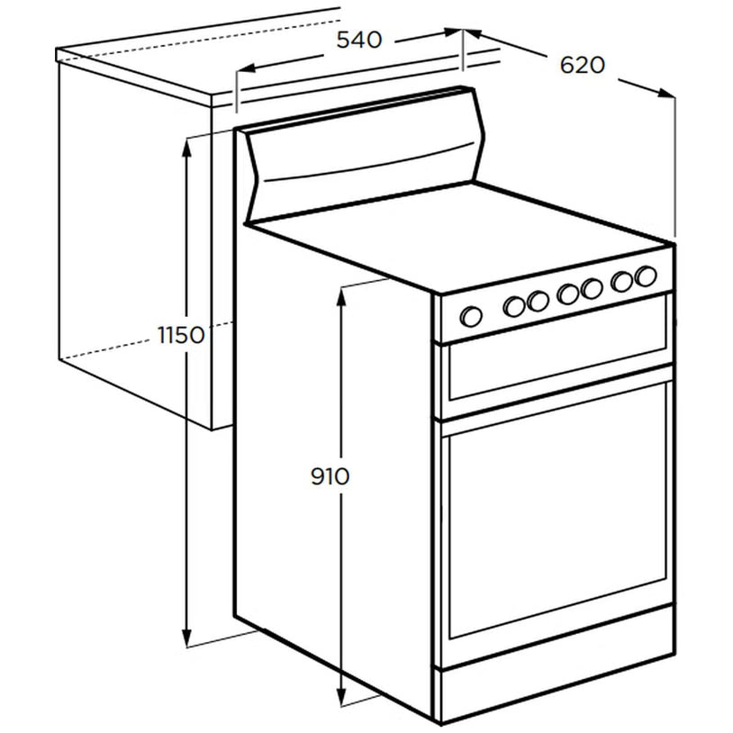 Westinghouse WLG510WCH 54cm Freestanding Natural Gas Oven/Stove - Westinghouse Factory Seconds