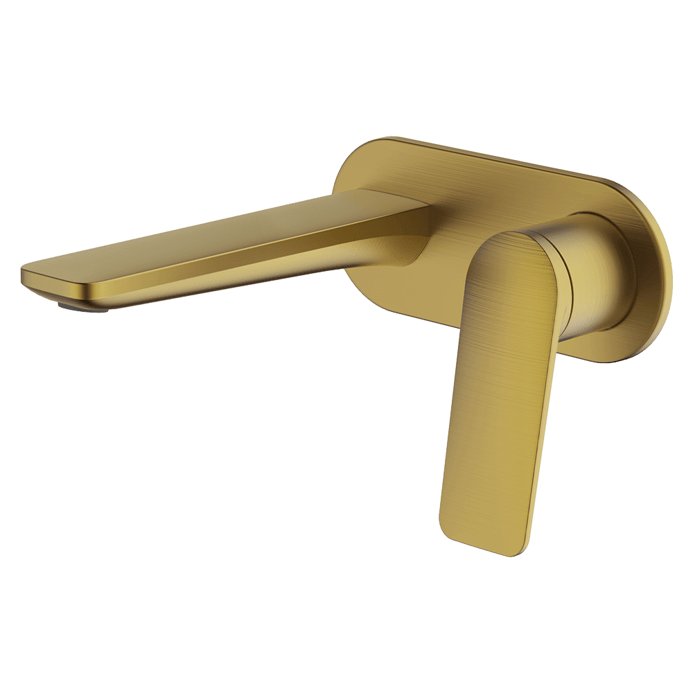 Abey Vela Wall Bath/Basin Spout Set, 165mm, Brushed Brass, 7B-WS165-BB
