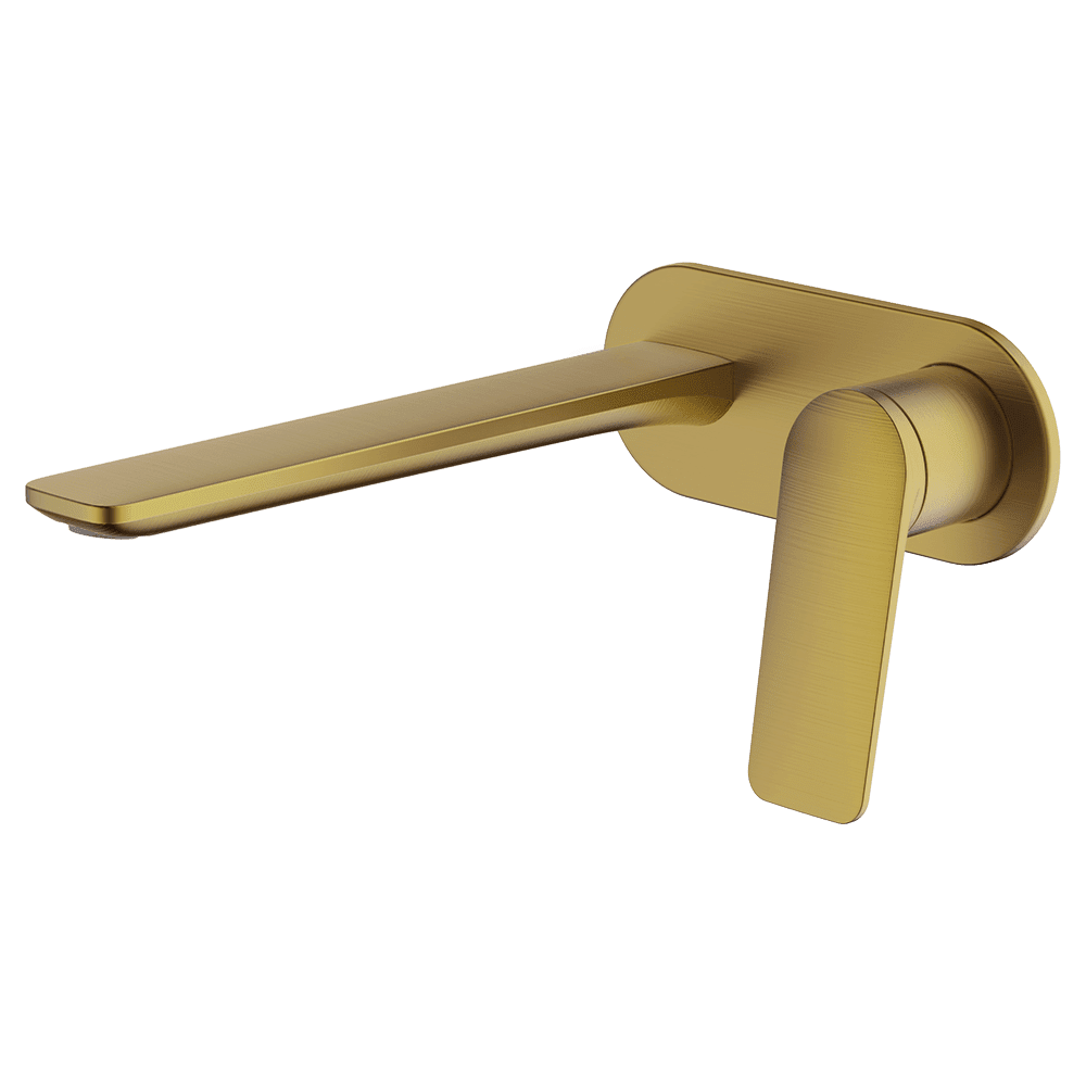 Abey Vela Wall Bath/Basin Spout Set, 220mm, Brushed Brass, 7B-WS220-BB