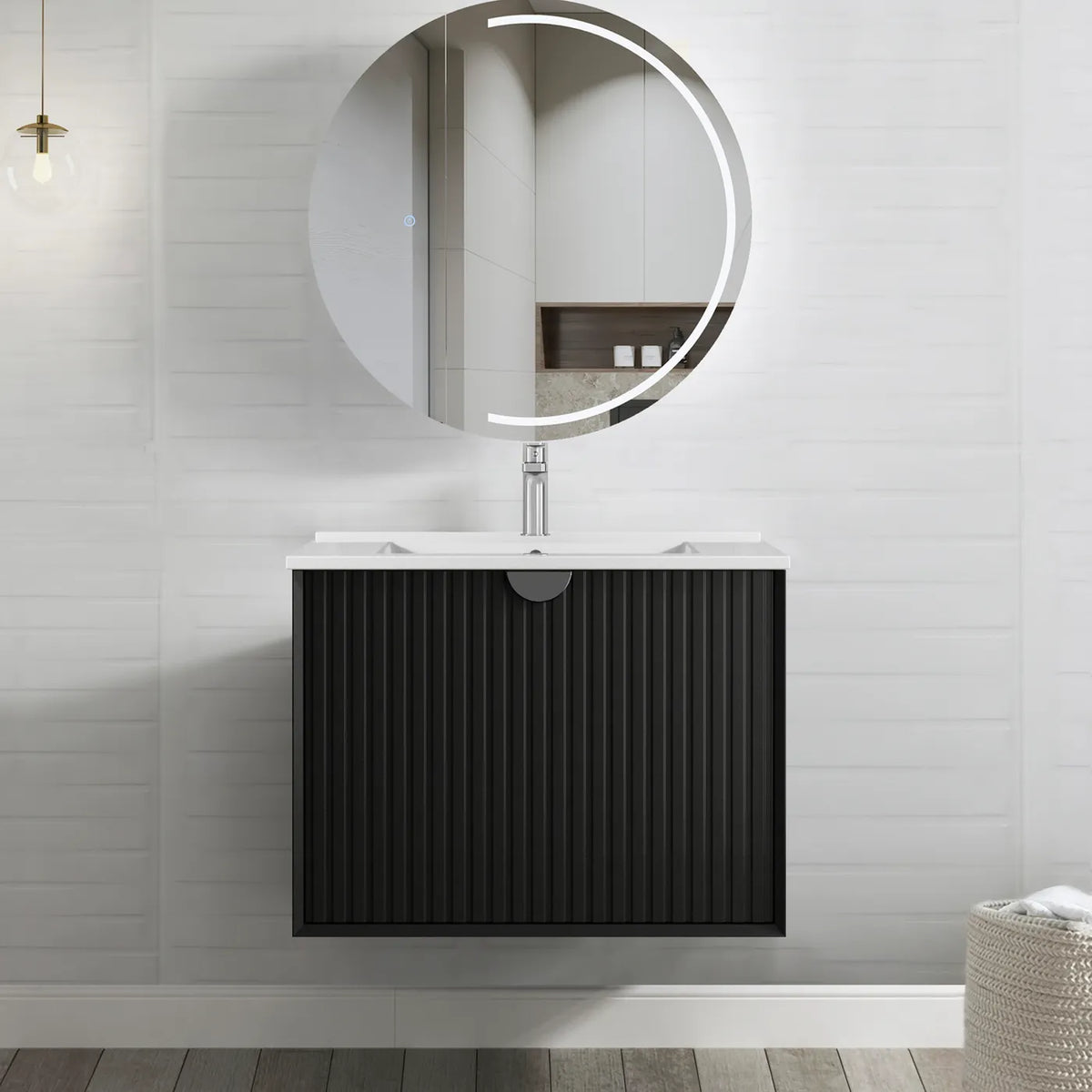 Otti Marlo Wall Hung Vanity, Satin Black
