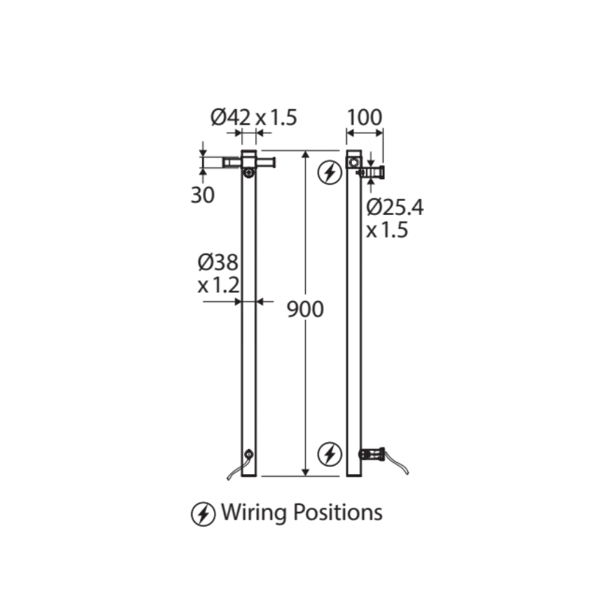 Fienza Isabella 827900BN Vertical Heated Towel Rail, 100 x 900mm, Brushed Nickel