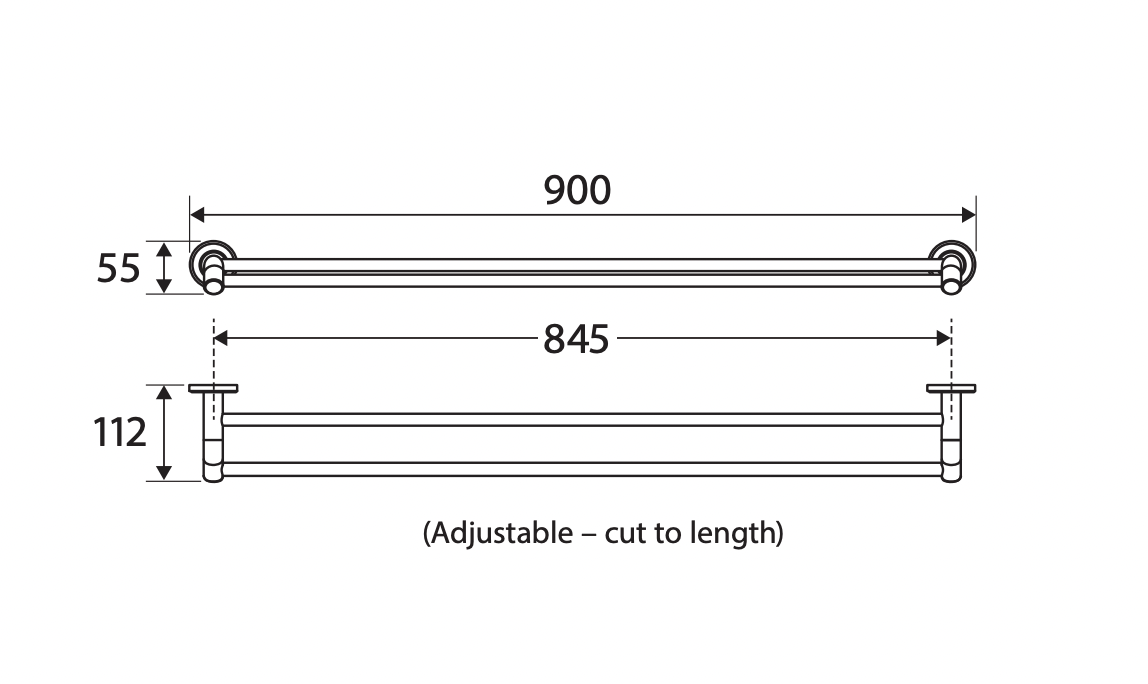 Fienza 82808MW Kaya 900mm Double Towel Rail, Matte White