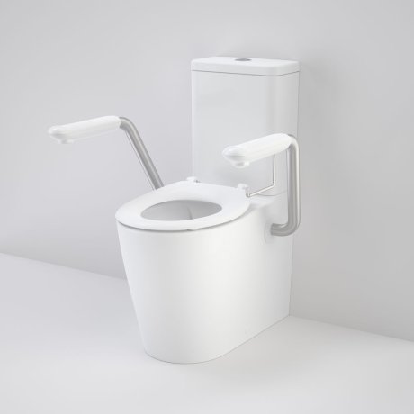 Caroma 846913ARW Care 660 Cleanflush Wall Faced Close Coupled Easy Height BI Suite with Armrests and Caravelle Single Flap Seat White - Special Order