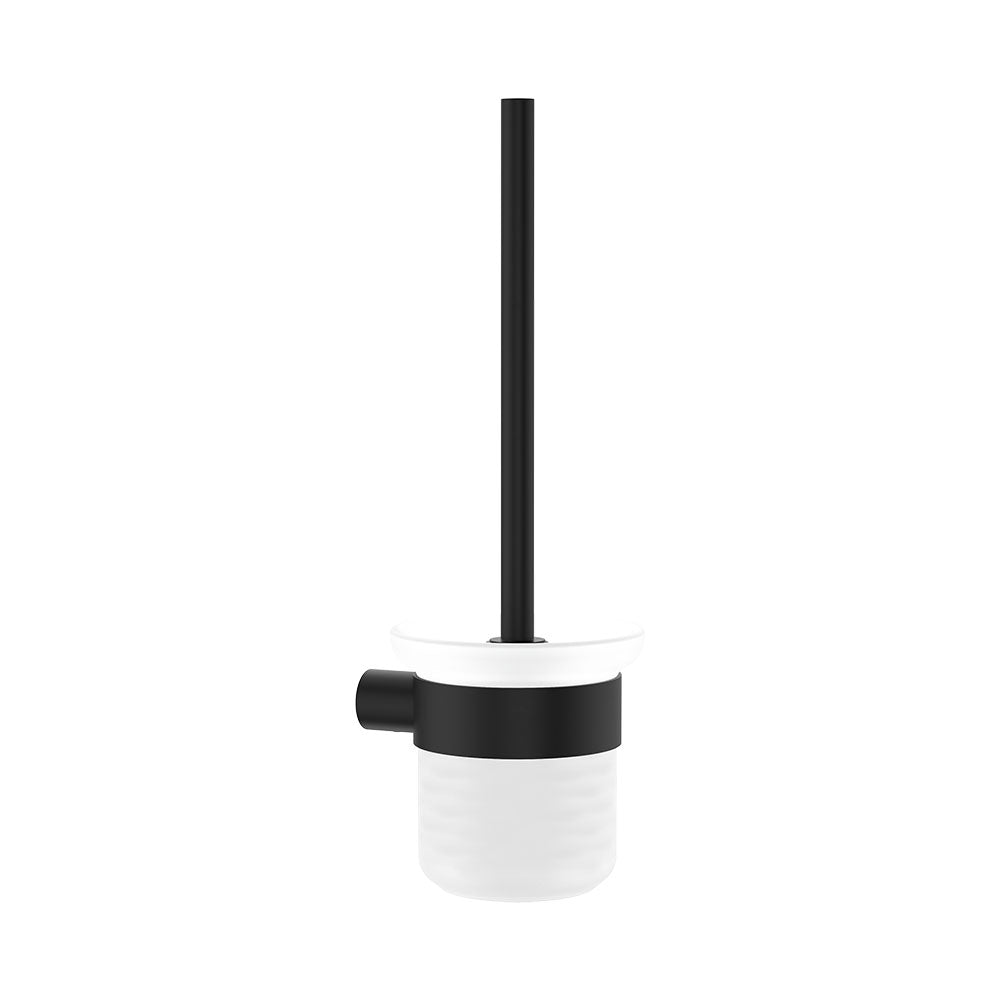 Fienza 889010B Empire Slim Toilet Brush & Glass Holder, Matte Black