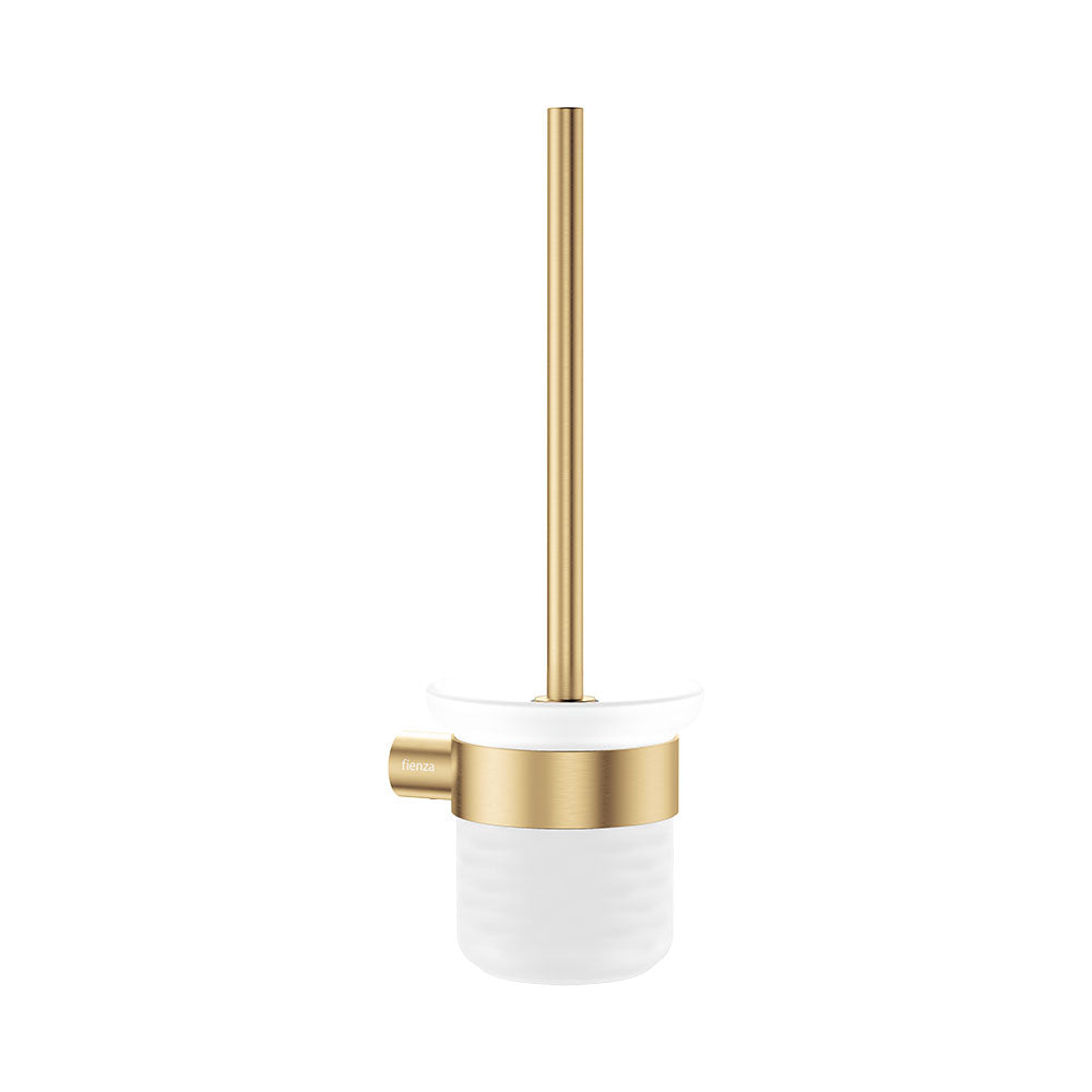 Fienza 889010UB Empire Slim Toilet Brush & Glass Holder, Urban Brass