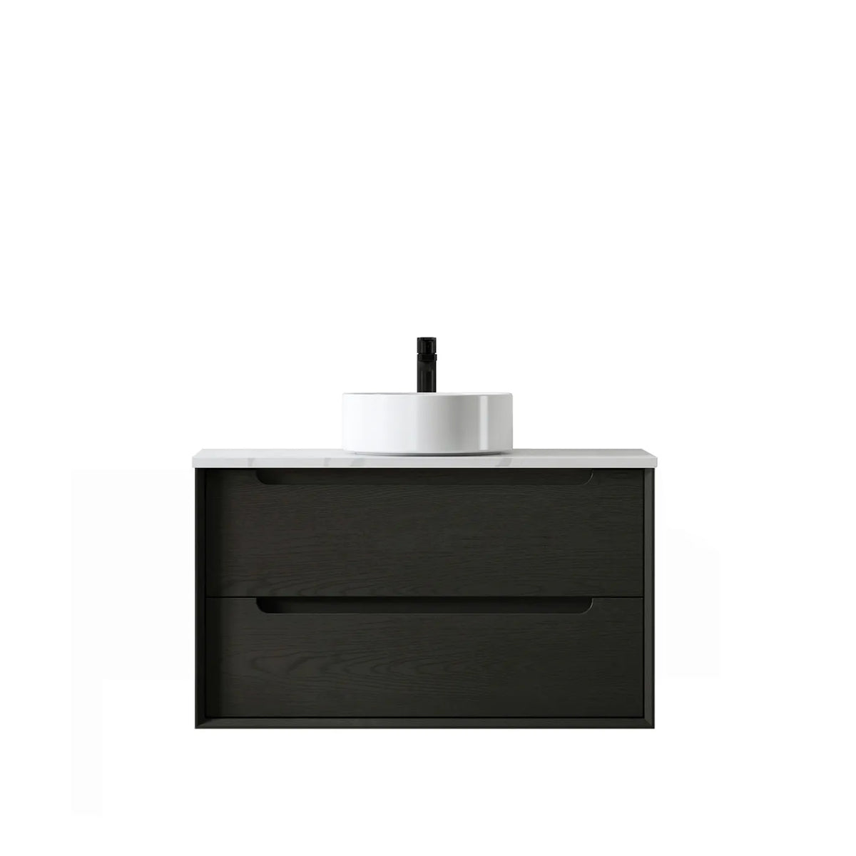 Otti Byron Wall Hung Vanity, Black Oak