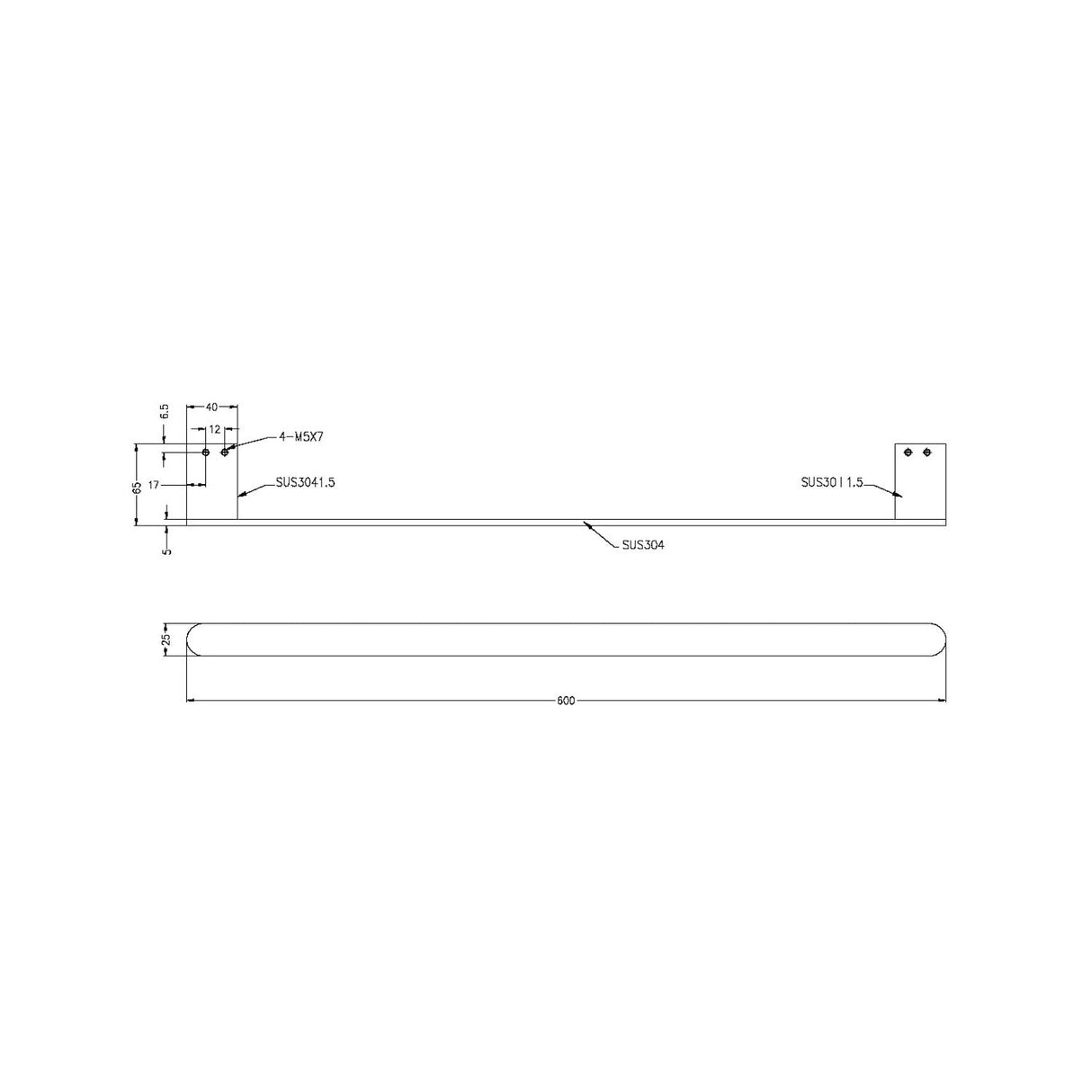 Nero NR9024CH Bianca Single Towel Rail 600mm - Chrome