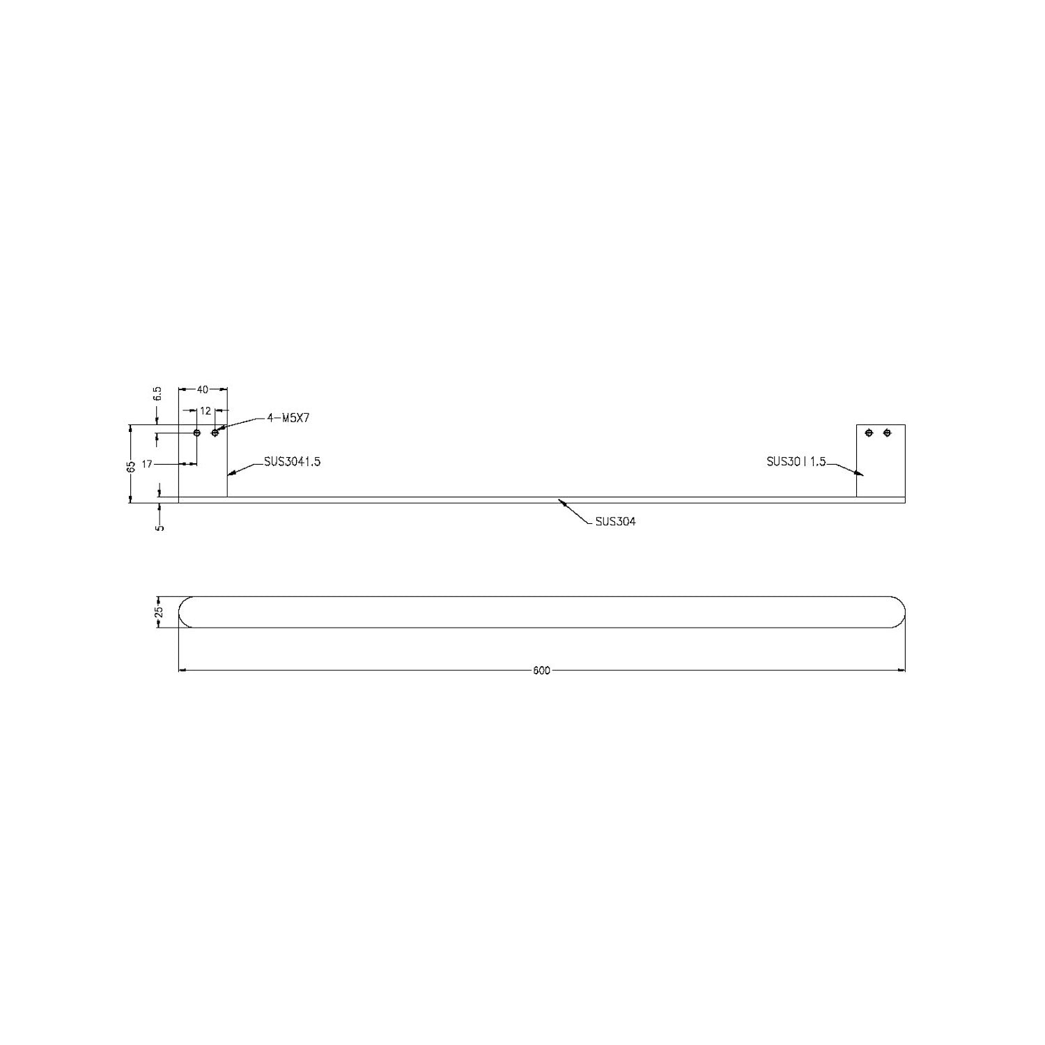 Nero NR9024CH Bianca Single Towel Rail 600mm - Chrome