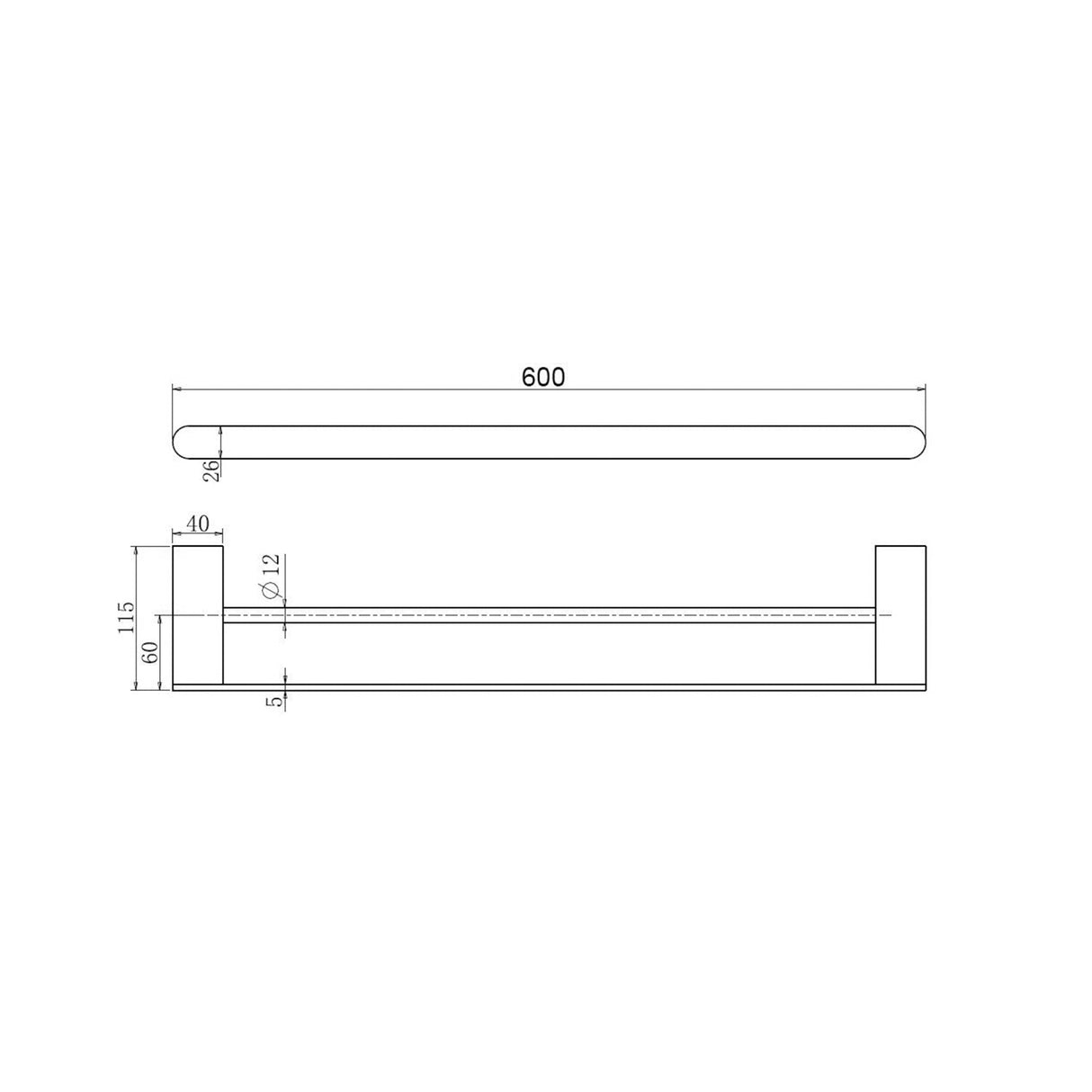 Nero Bianca Double Towel Rail - Gunmetal Grey